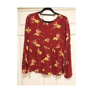 Red floral tunic